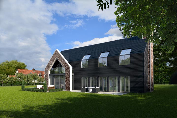 New dwelling in open countryside on agricultural field