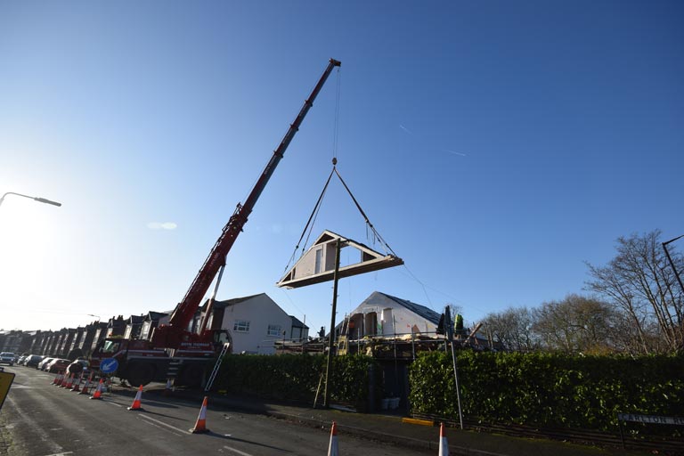 Upwards extension to detached bungalow on corner plot